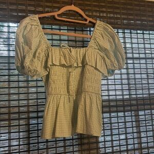 Gingham Blouse -Light Green and White Antonio Melani